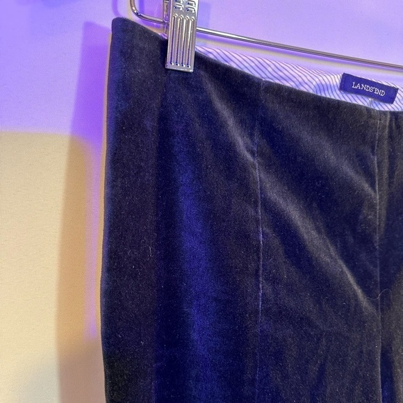Lands End Velvet Black Petite Slim Bottom Side Slit Leg Zipper Pants Trousers 6P - Picture 5 of 11